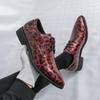 Men Derbys Oxford Leopard Print Personality Nightclub Leather Business Shoes Men's Tuxedo Wedding Dance Shoes Red Green Plus Size