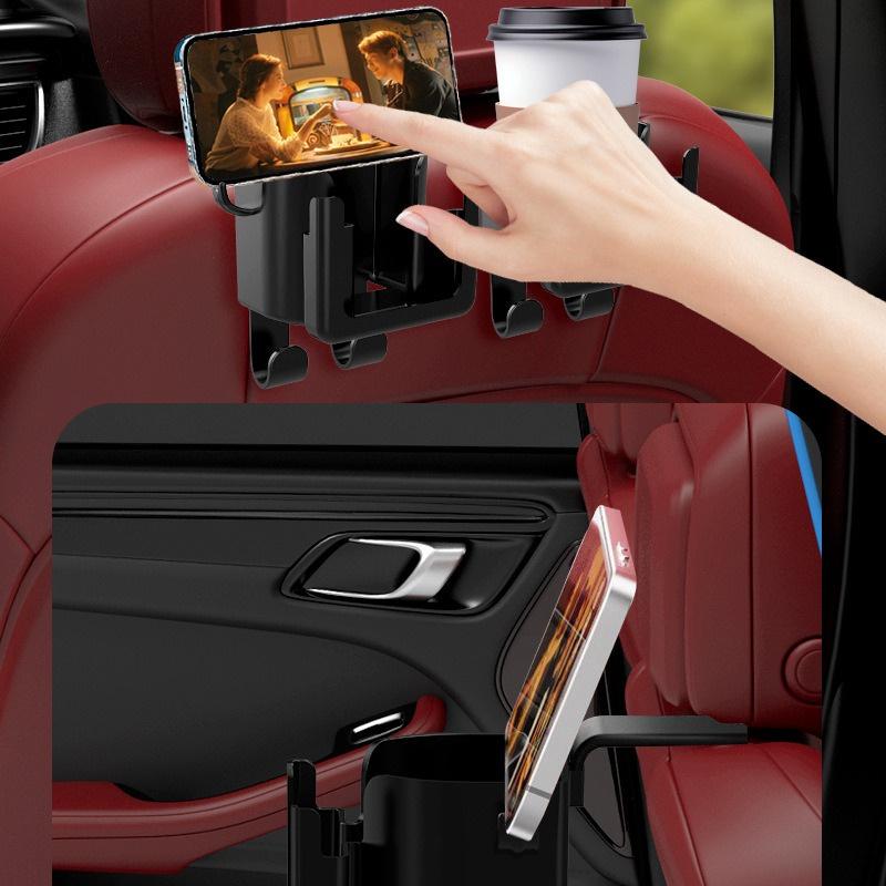 1pc Multi-Function Car Seat Back Organizer | Cup Holder, Storage Rack, Phone Mount, Hooks | Suitable for Most Vehicles
