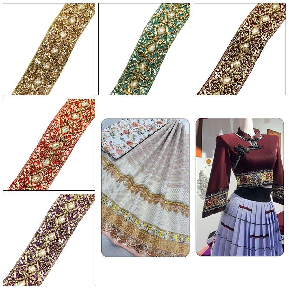 4.5cm Wide Ethnic Lace Ribbon 10 Yards Sequin Lace Ribbon DIY Clothing Accessories Clothing Collar