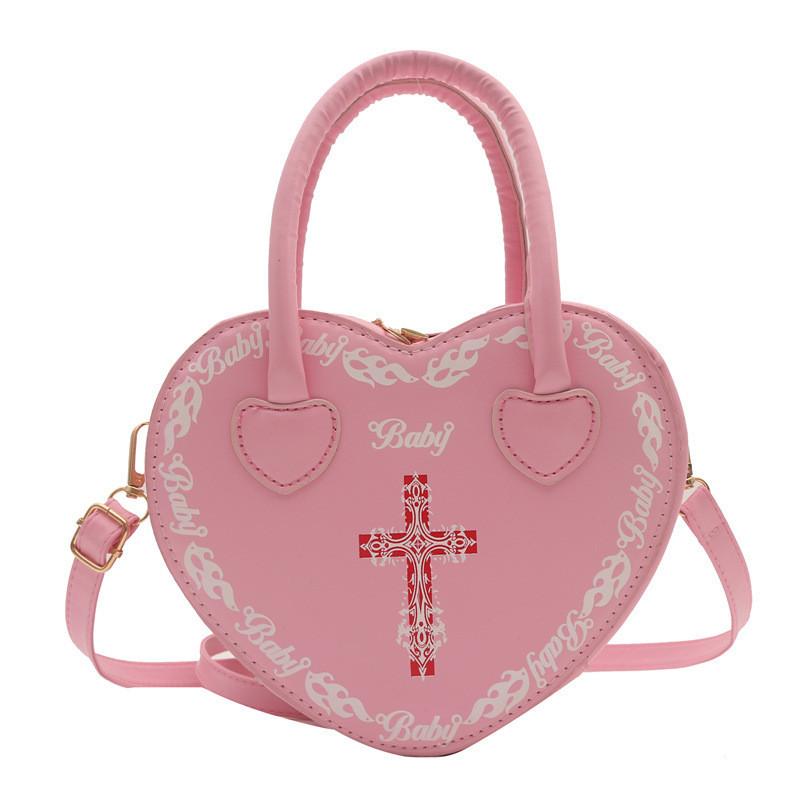 Trendy Heart-shaped Handbag For Women Street Style Versatile Fashion Pu Bag