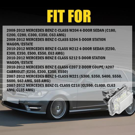 2PCS 18LED White License Plate Tag 6000K Light For Benz Mercedes W204 W212 W221