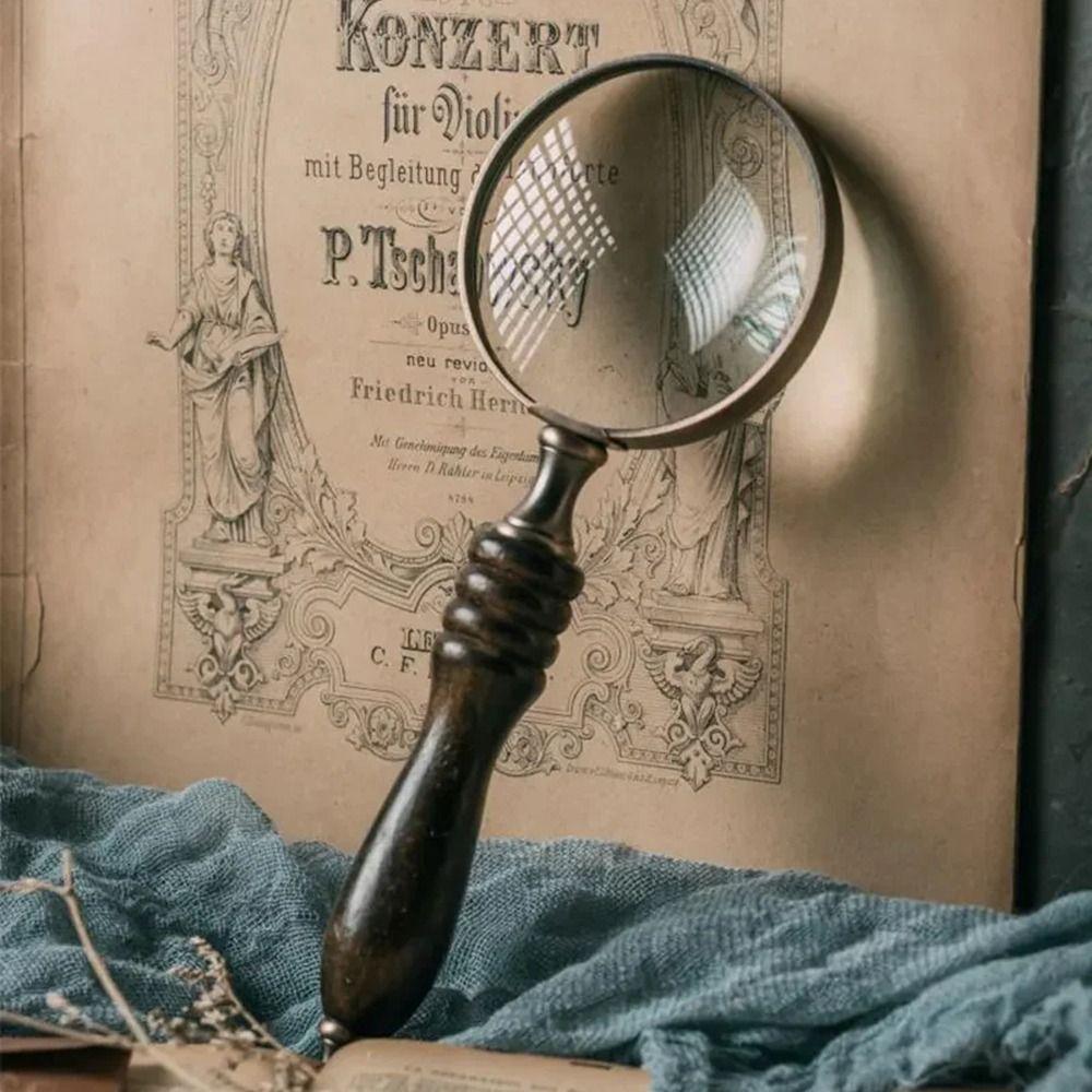Glass Lens Handheld Magnifier Antique Metal Old Magnifying Loupe For Crossword Puzzle