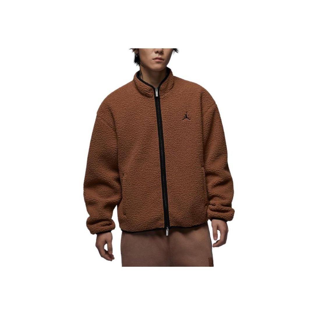

Jordan Мужская куртка Flight Faux Shearling с воротником-стойкой, свободная, темно-коричневая FV7449-223