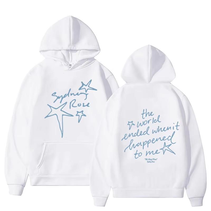 Sydney Rose Handwritten Star Lyrics Print Hoodie Men Women Harajuku Hip Hop Gothic Oversized Sweatshirt Perfect for Commute & Loungewear