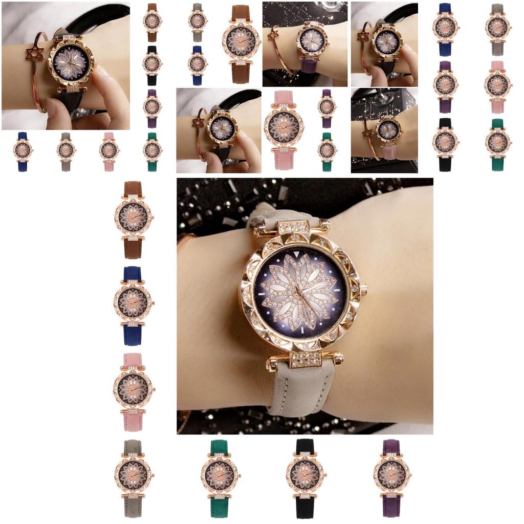 Wholesale Women's Watch With Diamond-set Dial Casual Matte Leather Strap Quartz Movement Redefine Your Style!