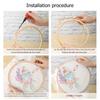 Landscape Stamped Cross Stitch Embroidery Kits with Hoop Cloth Color Thread