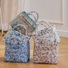 Vintage Foldable Laundry Basket with Side Pocket Quilted Storage Basket  Travel