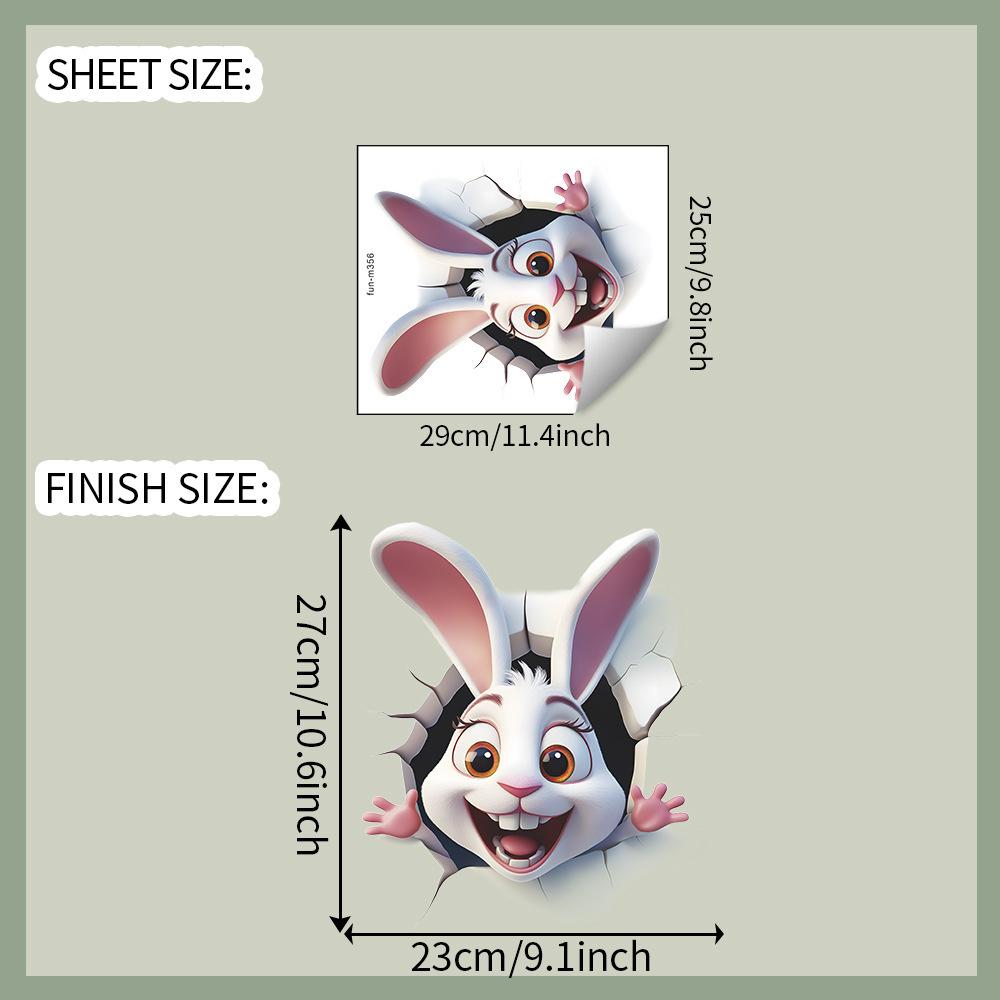

Creative Hole Cute Rabbit Toilet Sticker Bathroom Toilet Beautification Decorative Wall Sticker Customizable