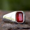 Stainless Steel  Turkey Stone Ring Geometric Red Zircon For Anniversary Party Wedding Men's Anels Totem Luxury Jewelry