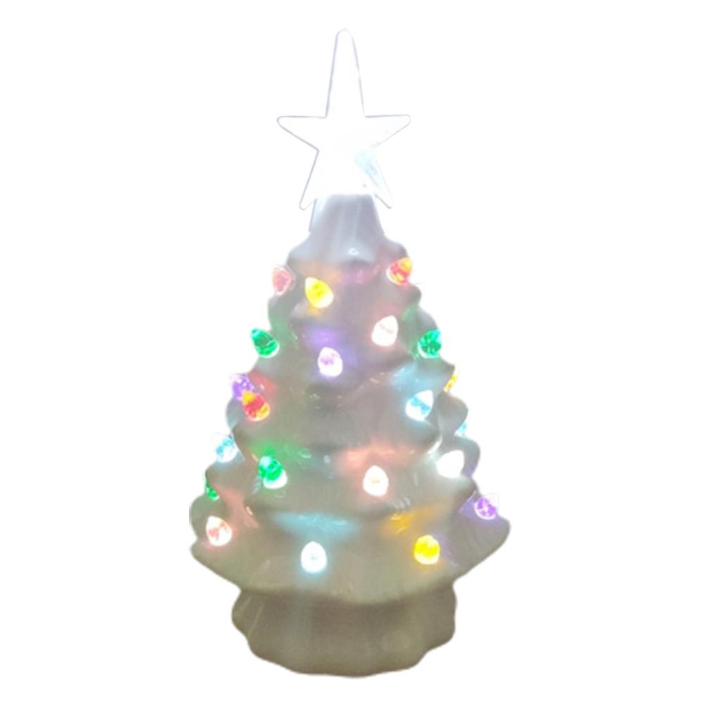 

18,8 см освещенная керамическая рождественская елка рождественские настольные украшения рождественские огни