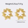 LNCHRAN Gold Tone Geometric Wreath Earrings - Women's Stainless Steel Twisted Pleat Design