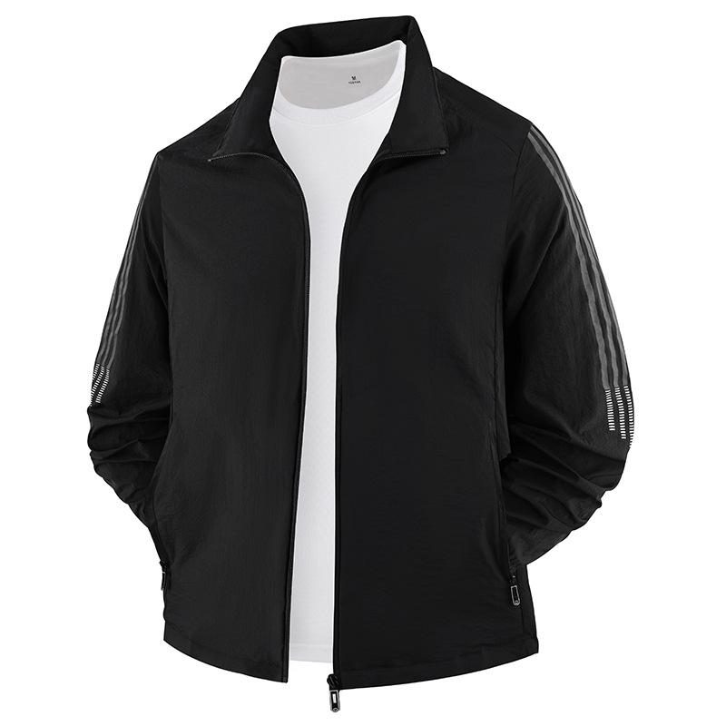 

Мужская летняя куртка из ледяного шелка для защиты от солнца, мужская быстросохнущая одежда для защиты от солнца для активного отдыха L чёрный