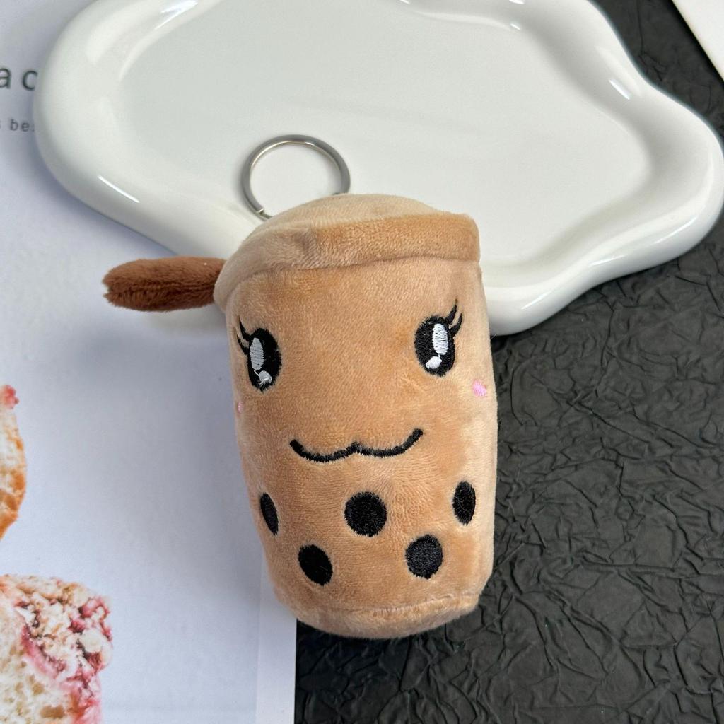 Cross-border Cute Bubble Tea Cup Pendant Keychain - Plush Toy Doll Gift