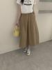 Pepper Patch Women's Elastic Waist Cotton Midi Skirt - Korean Style A-line for Spring/Summer