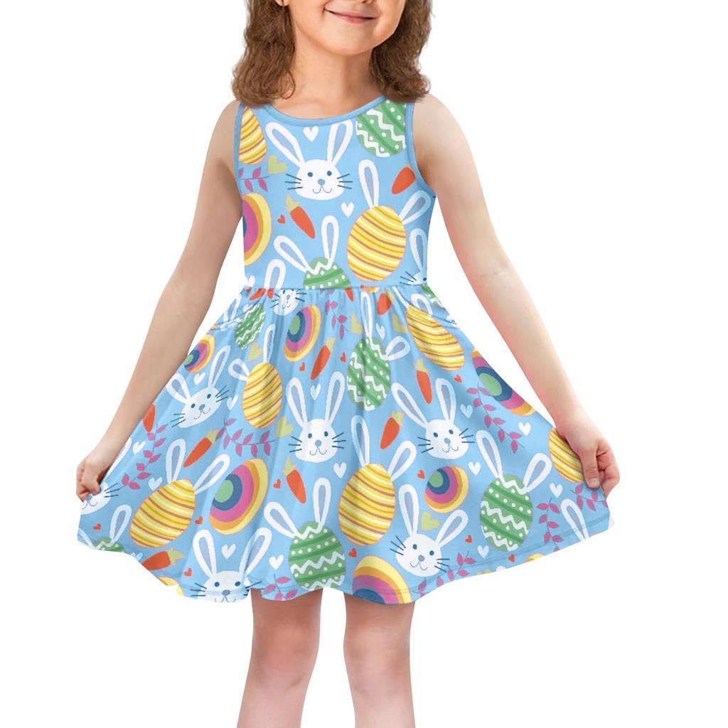 Children's Fashionable Comfortable Casual Sleeveless Easter Print Dress