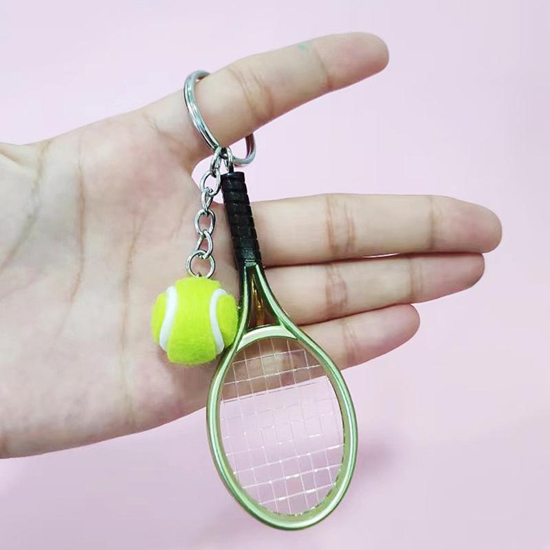 Tennis Keychain Pendant Wholesale Sports Tennis Racket Keychain New Simulation Craft Tennis Keychain Gift