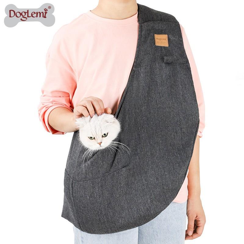 Soft Pet Carrier Bag Dogs Cats - Breathable Shoulder Crossbody Travel In Charcoal Gray Smoke