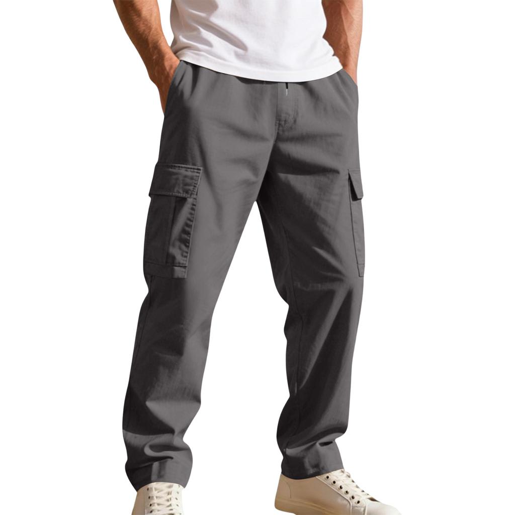 Men's Workwear Casual Stretch Waistband Multi-Pocket Straight-Leg Pants