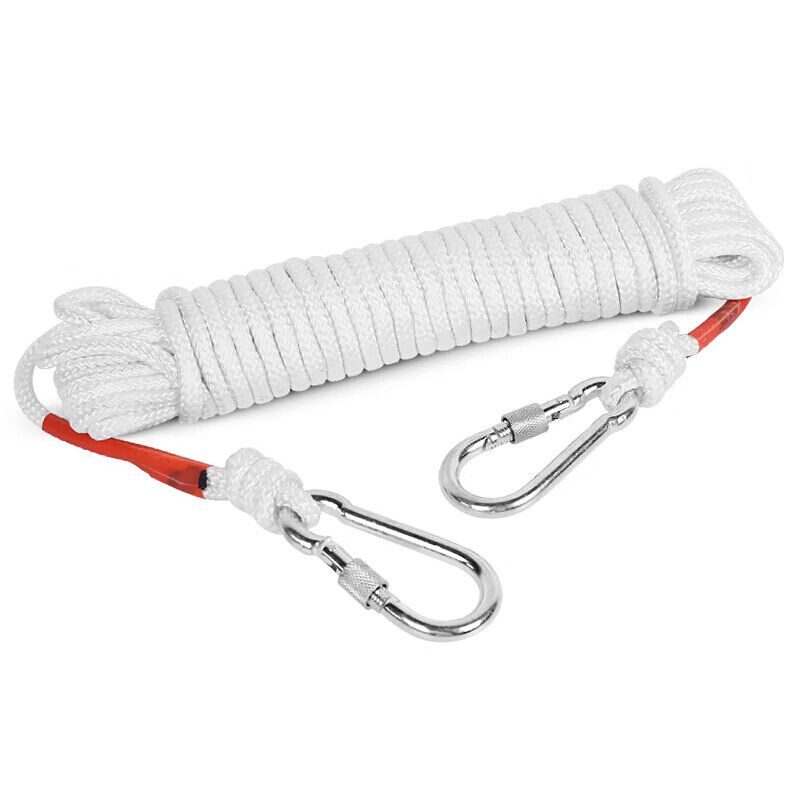 20M White Clothes Drying Rope with Steel Wire Core Thicken 8MM Hanging String Windproof Clothes Drying Rope for Camping Outdoor