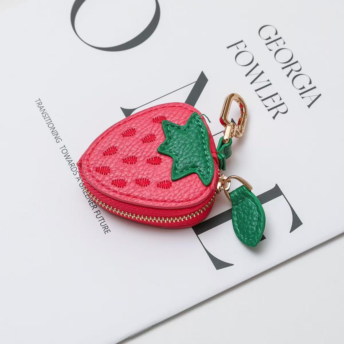 

Women s Fashion Strawberry Mini Leather Wallet Keychain & Bag Charm