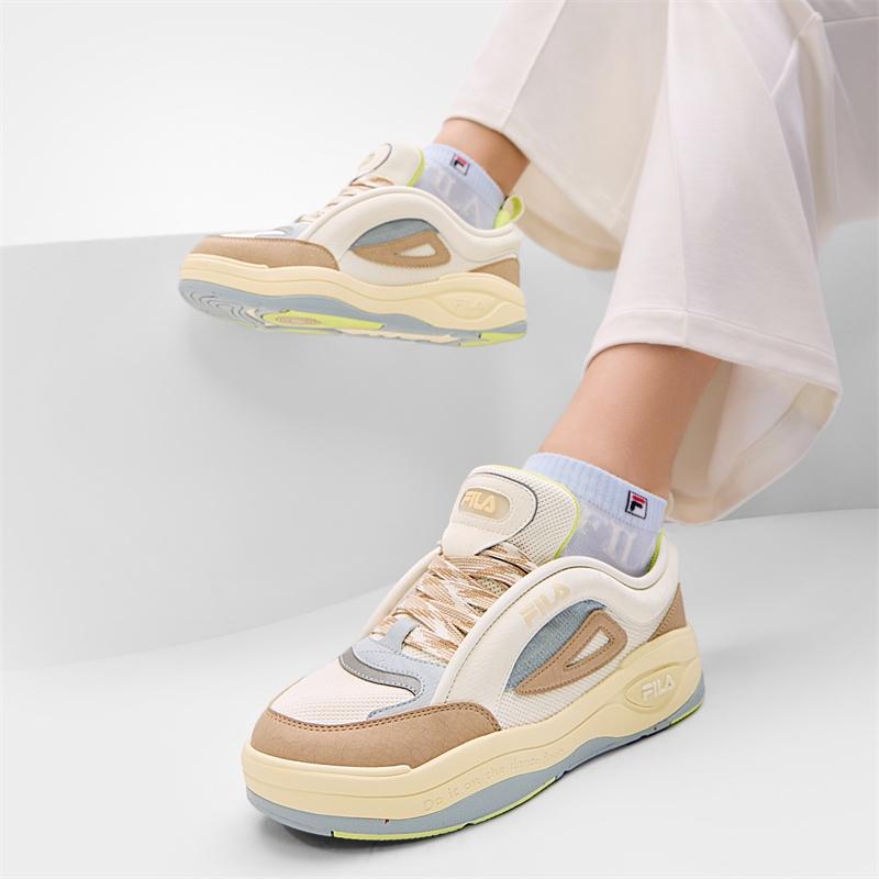 Fila Abrasion Resistant Low Top Skateboard Shoes Women's Micro White/Cuban Sand Brown F12W432202FBG