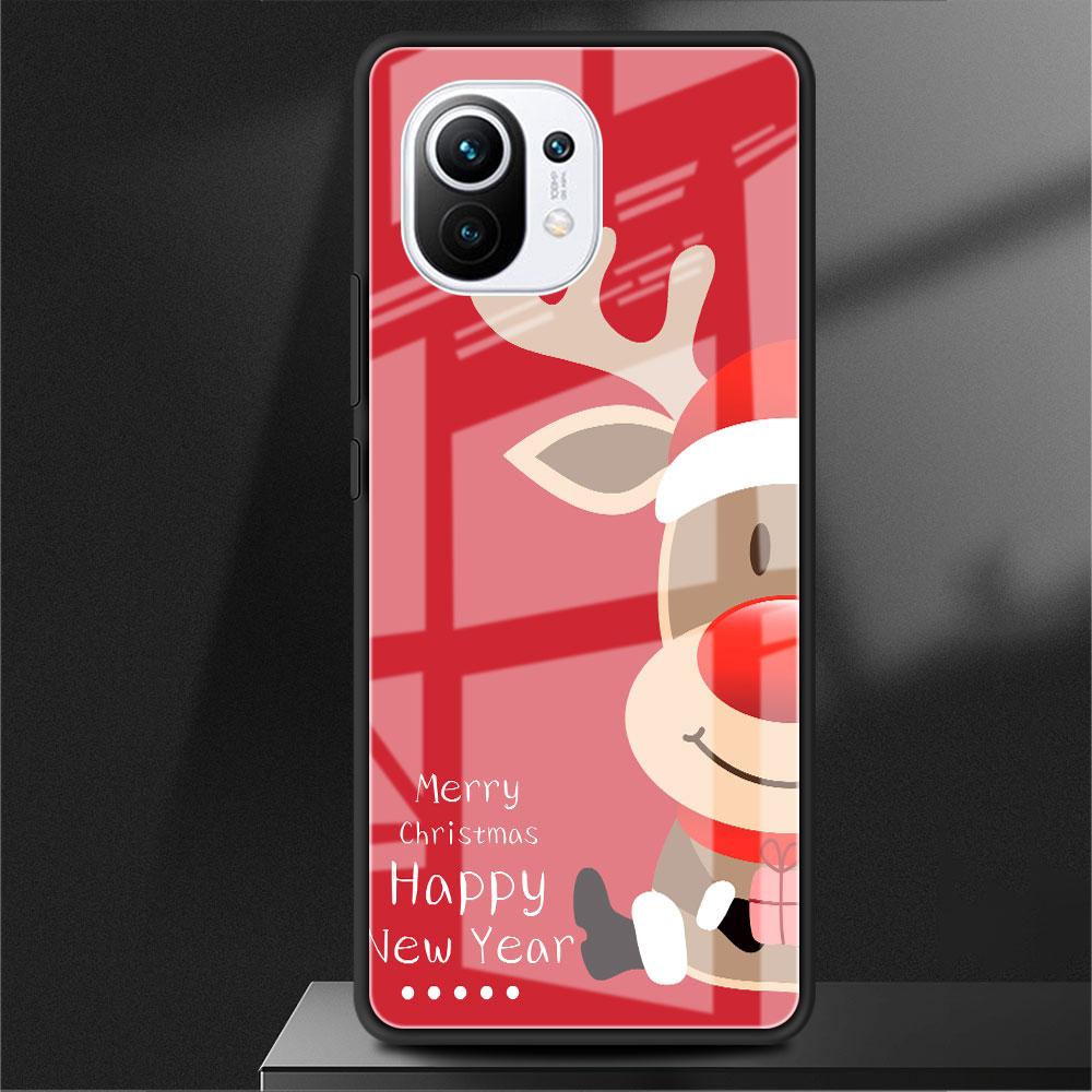 Snowman Christmas Glass Case For Xiaomi Poco X3 NFC 11 Lite 11T F3 M3 For Redmi Note 11 10 9 8 Pro 10S 9S 9A 9C Phone Cover