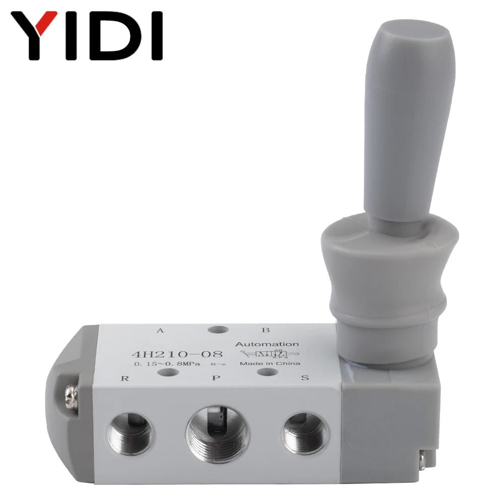 YIDI 4H21008 Pneumatikteil Handventil 4H210-08 Steuerung Kompressor 5-Wege 2-Port Schalter Anschlussstück Anschlussstück-Set