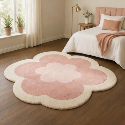 Flower Shape Carpets for Living Room Irregular Shape Bedroom Decor Girl Carpet Thickend Plush Bedside Rug Fluffy Soft Floor Mat