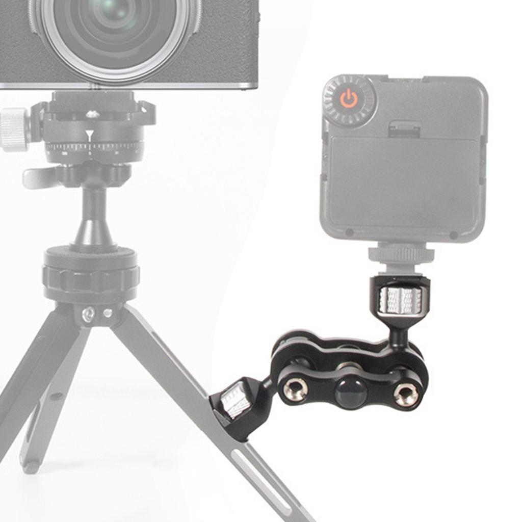 Metal Mount Arm 360 Degree Rotation Double Ballheads 1/4in Screw Mount for Camera and Lighting Equipment