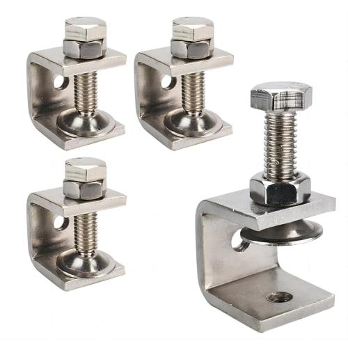 Set of 4 Lemfema Stainless Steel C-Clamps, Adjustable Opening Width, 20mm, Screw-Type, for Sheet Metal Clamping, Anti-Slip, and Rust-Resistant, for Gl
