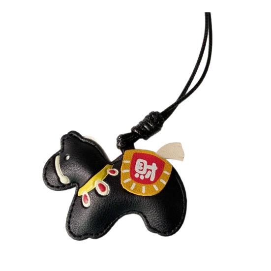 Bag Pendant Imitation Leather Little Horse Charm Fullness Symbol Pendant Multi-Use Bag Car Hanger Keychain чёрный