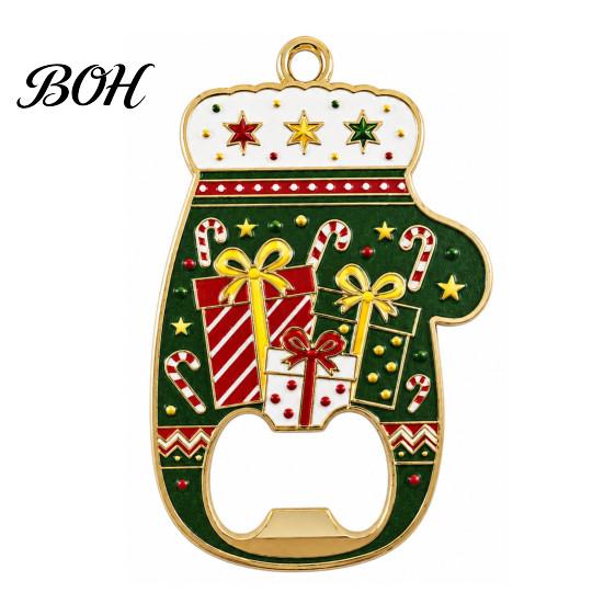 Cute Glove Shape Party Favors Christmas Bottle Opener, Remover with Magnetic Backing, Zinc Alloy Beer Cap Durable Festive Holiday Kitchen Accessory