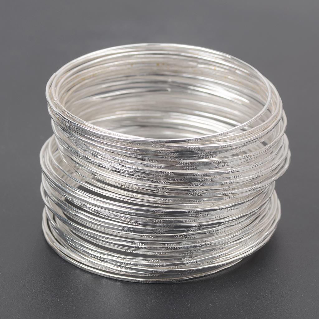 50pack Ethnic Tribal Thin Bracelet Stackable Cuff Bangle Wristband Set