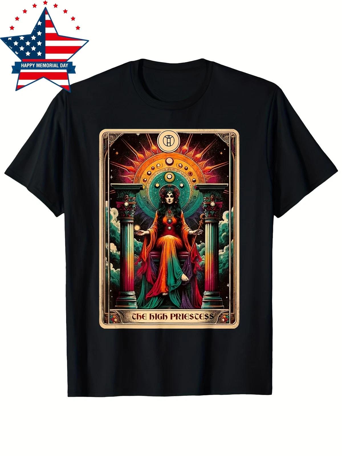 High Priestess Tarot Card Graphic T-Shirt Vintage Major Arcana Mystic Tee S