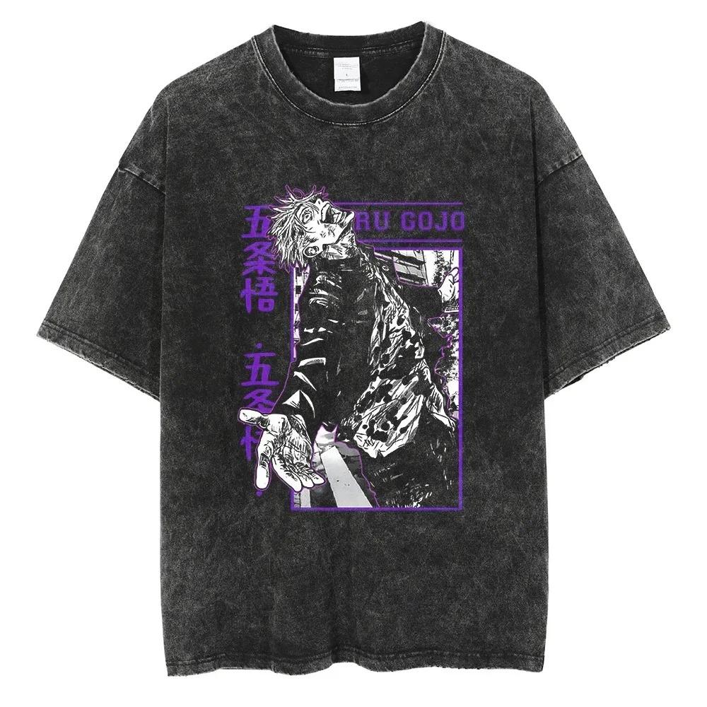 Satoru Gojo Graphic Print T-shirt Anime Jujutsu Kaisen Tee Men Women Short Sleeve Crewneck Tshirts Harajuku Male Cotton T Shirt