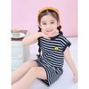 Summer Children's Embroidery Lycra Cotton Striped Dress