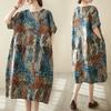 Real Shot 2026 Summer New Large Size Women's Clothing Fat MM Linen Cotton Linen Retro Literary Ethnic Style Casual Dress