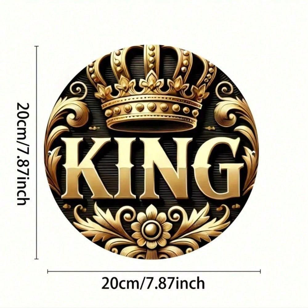 Metal Wall Art Poster, Retro Crown Round Tin Sign, Vintage Home Decor Wedding Gift