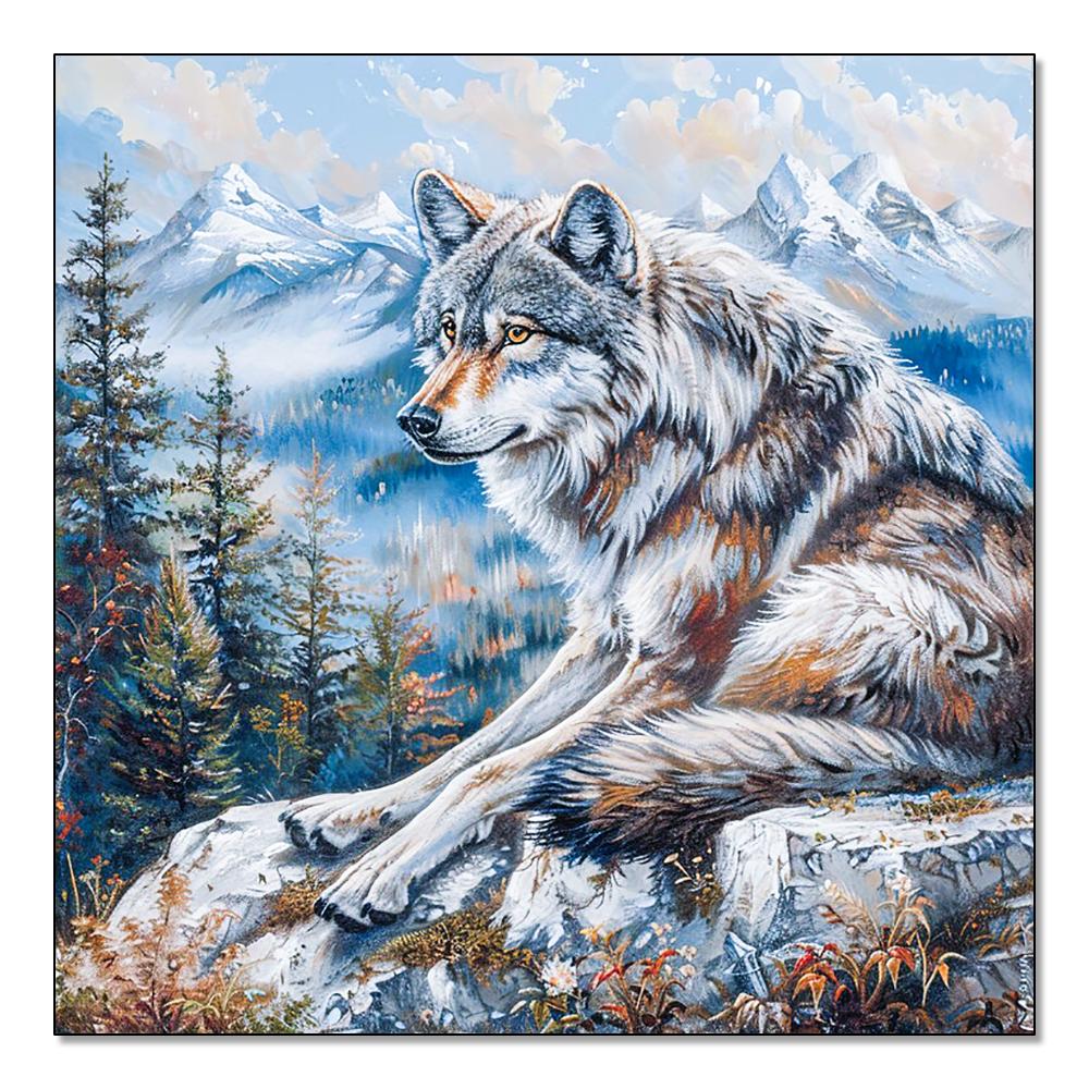 Full Round Diamond Painting Animal Wolf 5d Diy Diamond Mosaic Landscape Winter Home Decorative Rhinestone Pictures Craft Kit