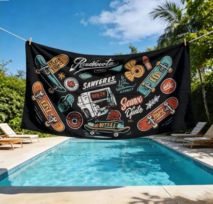 Oversized Microfiber Beach Towel, Western Desert Retro Graphic Print, Quick Dry Sand Resistant 50X100cm &1pc