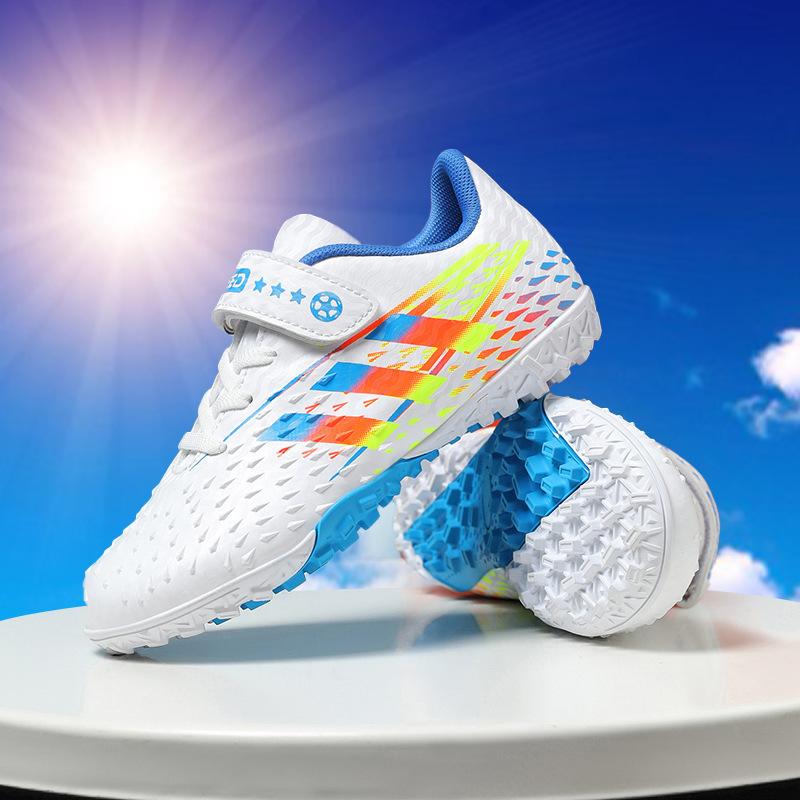 

2025 children s Velcro football shoes boys and girls game broken nails primary and secondary school students free lace-up professional training shoes 30