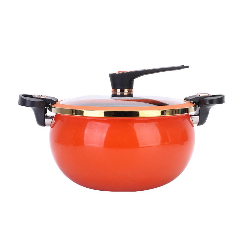 Universal Non-Stick Enamel Micro-Pressure Cooker for Soup and Stew, Compatible with Gas and Induction Stoves