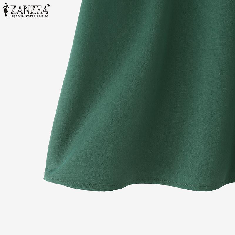 ZANZEA Women Casual Round Neck Solid Color Summer Short Sleeve Blouse