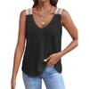 Womens Waffle Knit V Neck Tank Top With Lace Trim Sleeveless Casual Solid Color Camisole