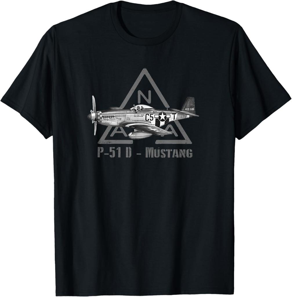 North American P51 Mustang Fighter TShirt 100 Cotton ONeck Short Sleeve Summer Casual Mens Tshirt Streetwear