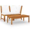Day and Night - Day and Night Garden Furniture 3 Pcs Solid Acacia Wood Cream Cushions