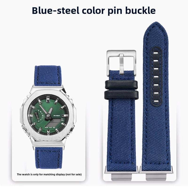 GA2100 GA2110 modified nylon watch Strap Case For Casio G-shock GA-2100 GA-2110 GM-2100 Canvas men's green Watchband metal Bezel