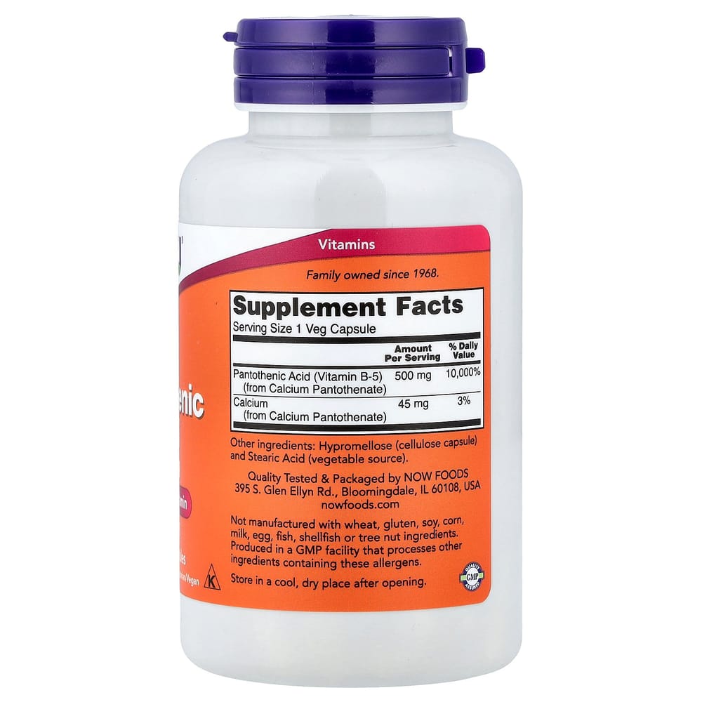 Now Foods Pantothenic Acid 500mg, 100 Veggie Capsules