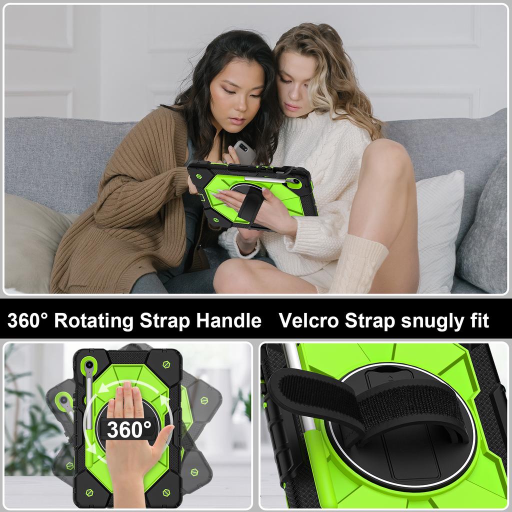 Kids Armor Case For Samsung Galaxy Tab S10 Lite S10 FE X520 X526B Tablet Stand Safe Silicone+PC Shoulder Strap Protection Cover