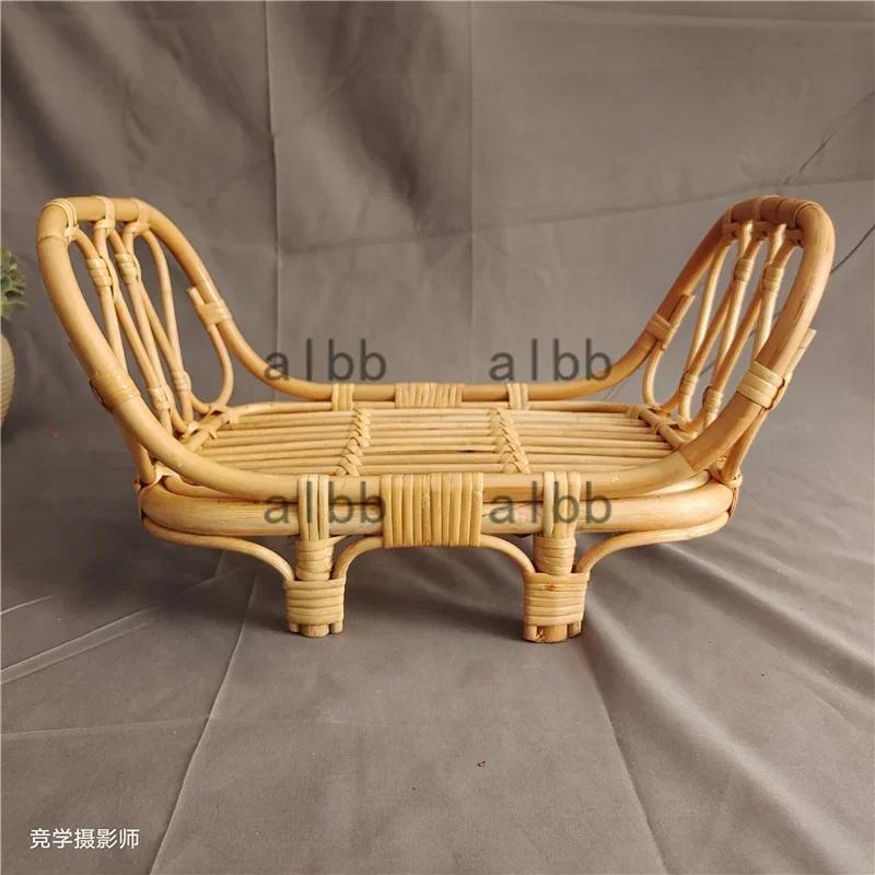 1pc Vintage Handmade Basket Newborn Doll Bed Prop Infant Studio Shoot Boys Girls Portrait Photography Basic Practical Gear